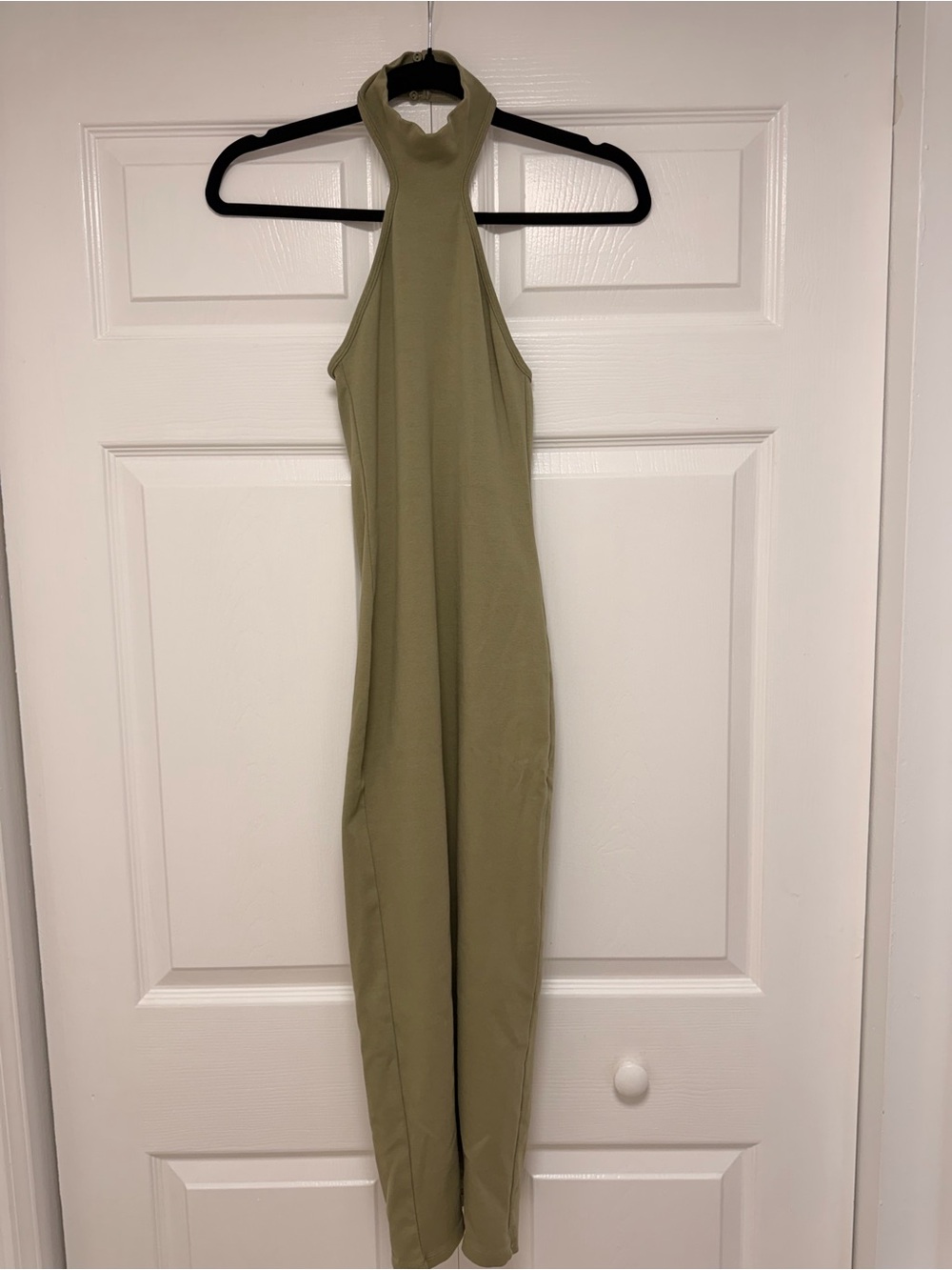 Zara Olive Green Halter Neck Bodycon Maxi Dress Size S.